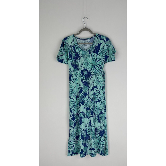 UV Skinz Womens Blue Tropical UPF 50+ Sunwear Sun Dress Short Sleeve Size Small - Picture 4 of 10